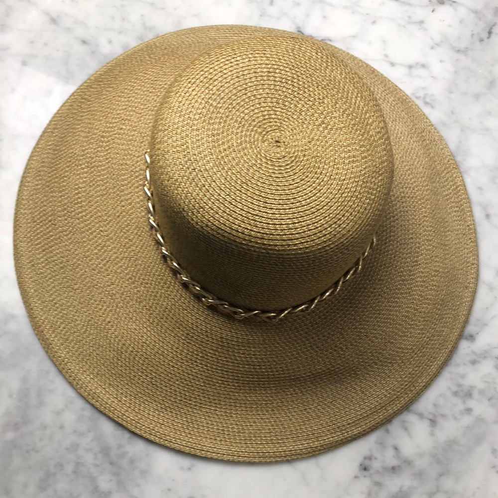 ERIC JAVITS New York Wide Brim Straw Sun Hat with Rope Accent - Tan